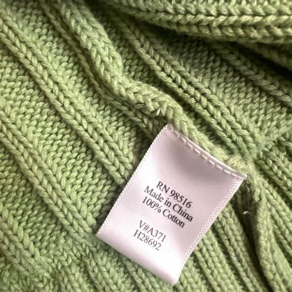Women's Light Pistachio Green Ribbed -Knit Cotton Cardigan W/Buttons.M. - Picture 6 of 6